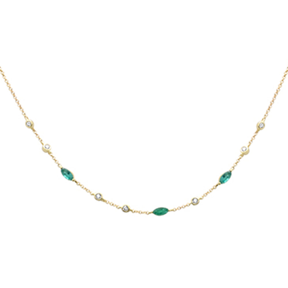 SPECIAL!.61ct G SI 14K Yellow Gold Diamond & Emerald Gemstone Necklace 16" + 2" Ext