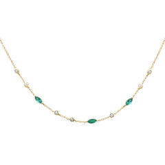 SPECIAL!.61ct G SI 14K Yellow Gold Diamond & Emerald Gemstone Necklace 16" + 2" Ext