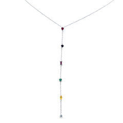 DIAMOND CLOSEOUT!  1.04ct G SI 14K White Gold Multi Color Gemstone Drop Necklace 16" Long