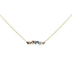 SPECIAL! 1.07ct G SI 14K Yellow Gold Diamond & Multi Color Gemstone Necklace 14" + 2" Ext