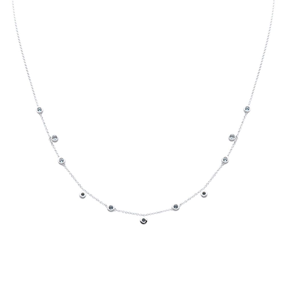 SPECIAL!.30ct G SI 14K White Gold Aquamarine Gemstone Necklace 18+ 2" Long