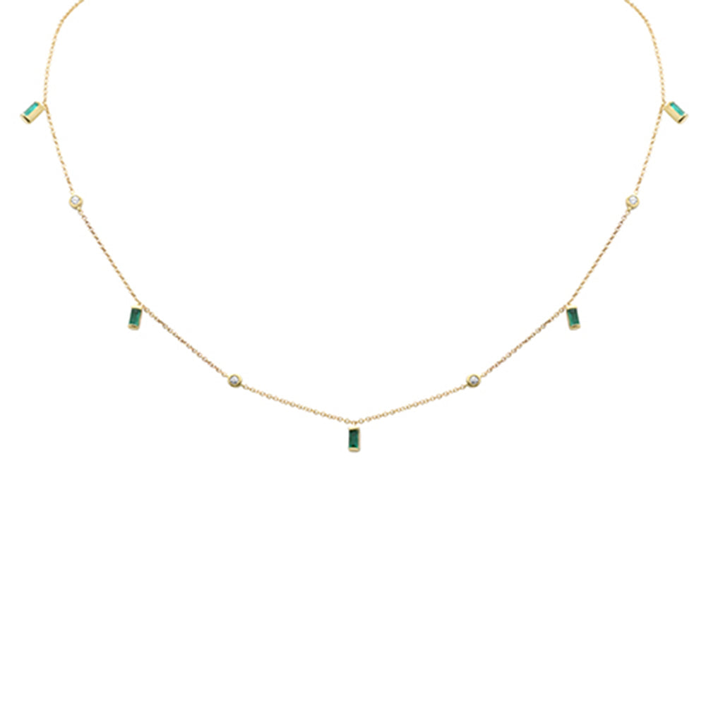 SPECIAL! .67ct G SI 14K Yellow Gold Diamond & Emerald Gemstone Necklace 16" + 2" Ext