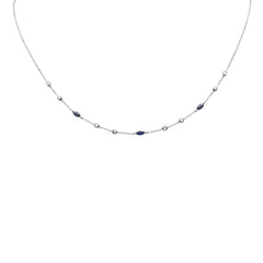 SPECIAL! .69ct G SI 14K White Gold Diamond & Blue Sapphire Gemstone Necklace 16" + 2" Ext