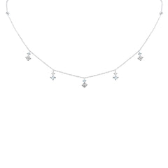 SPECIAL! .70ct G SI 14K White Gold Diamond & Aquamarine Gemstone Necklace 16" + 2" Ext