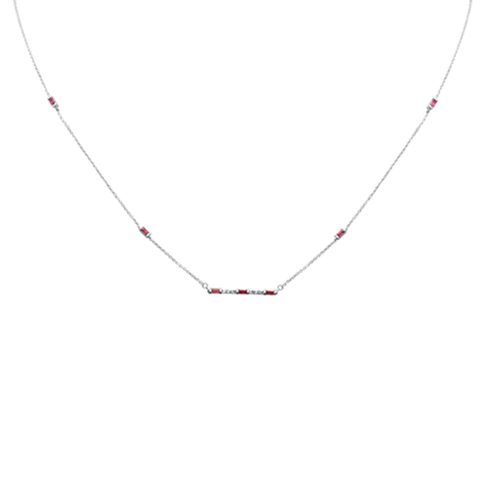 SPECIAL! .45ct G SI 14K White Gold Pink Tourmaline Gemstone Necklace 18"Long