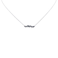 SPECIAL!  1.33ct G SI 14K White Gold Diamond & Blue Sapphire Gemstone Necklace 14" + 2" Ext
