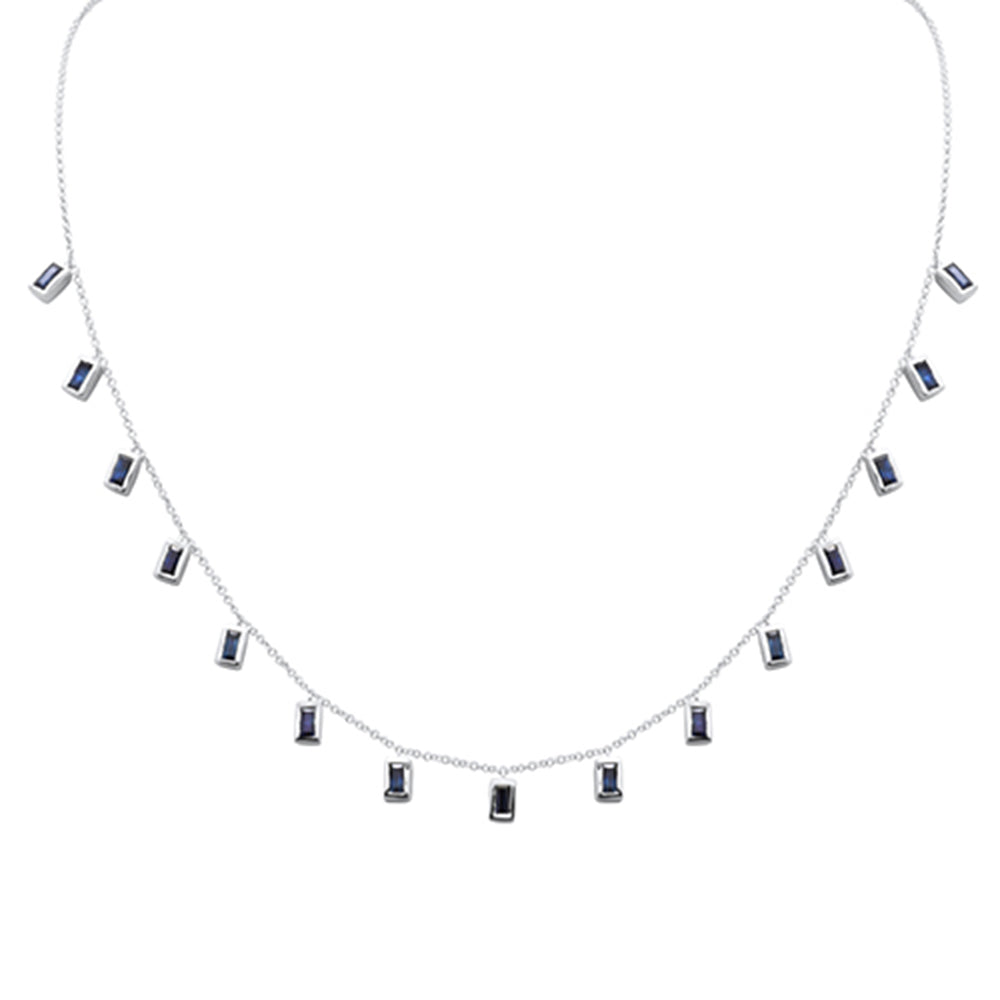GEMSTONE CLOSEOUT! 2.50ct G SI 14K White Gold Blue Sapphire Gemstone Necklace 16" + 2" Ext