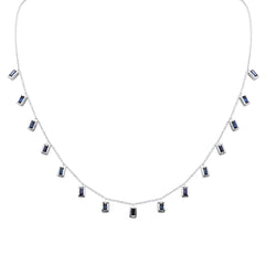 GEMSTONE CLOSEOUT! 2.50ct G SI 14K White Gold Blue Sapphire Gemstone Necklace 16" + 2" Ext