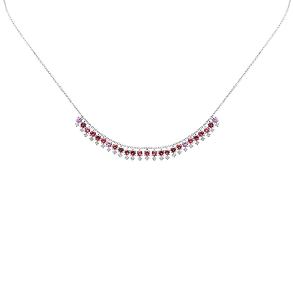 GEMSTONE   CLOSEOUT! 1.96ct G SI 14K White Gold Diamond & Pink Tourmaline Dangling Necklace 16" + 2" Ext