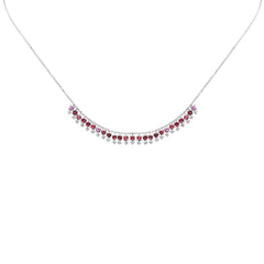 GEMSTONE   CLOSEOUT! 1.96ct G SI 14K White Gold Diamond & Pink Tourmaline Dangling Necklace 16" + 2" Ext