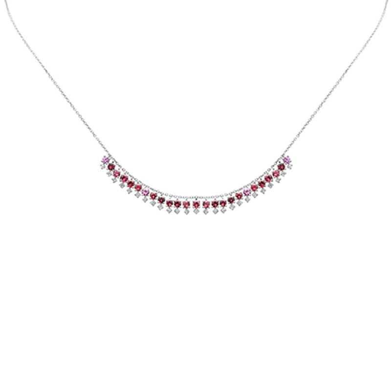 GEMSTONE   CLOSEOUT! 1.96ct G SI 14K White Gold Diamond & Pink Tourmaline Dangling Necklace 16" + 2" Ext