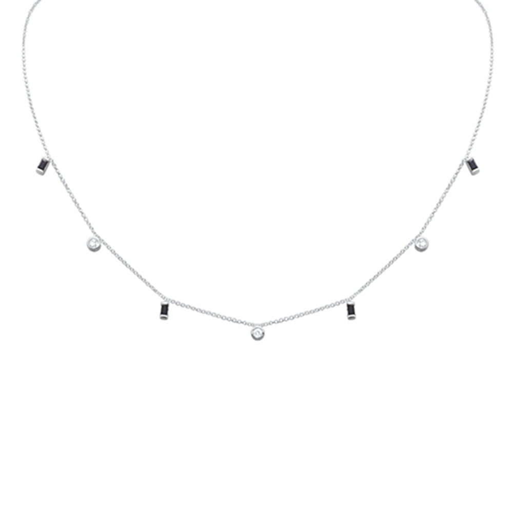 SPECIAL!  .65ct G SI 14K White Gold Diamond & Blue Sapphire Gemstone Necklace 16" + 2" Ext