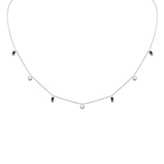 SPECIAL!  .65ct G SI 14K White Gold Diamond & Blue Sapphire Gemstone Necklace 16" + 2" Ext
