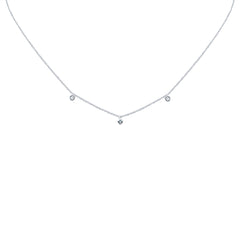 .08ct G SI 14K White Gold Diamond Aquamarine Gemstone Necklace 16" + 2" Ext