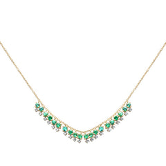 GEMSTONE CLOSEOUT!  1.60ct G SI 14K Yellow Gold Diamond & Emerald Gemstone Drop Necklace 16" + 2" Ext