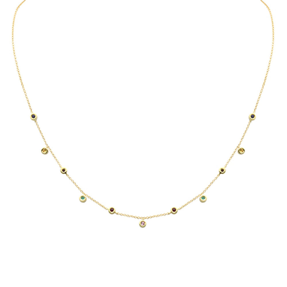 SPECIAL! .33ct G SI 14K Yellow Gold Diamond Multi Color Gemstone Necklace 16" + 2" Ext
