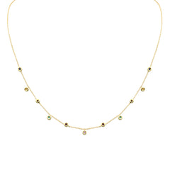 SPECIAL! .33ct G SI 14K Yellow Gold Diamond Multi Color Gemstone Necklace 16" + 2" Ext