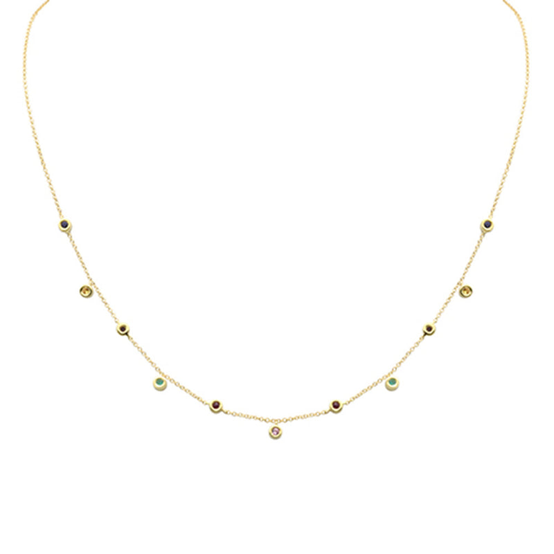 SPECIAL! .33ct G SI 14K Yellow Gold Diamond Multi Color Gemstone Necklace 16" + 2" Ext