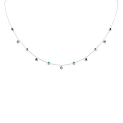 SPECIAL! .47ct G SI 14K White Gold Multi Color Gemstone Necklace 16+2" Ext
