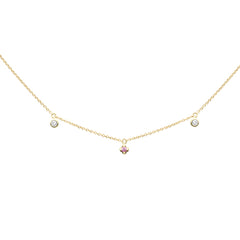 SPECIAL! .09ct G SI 14K Yellow Gold Diamond & Pink Sapphire Necklace 16+2" Ext