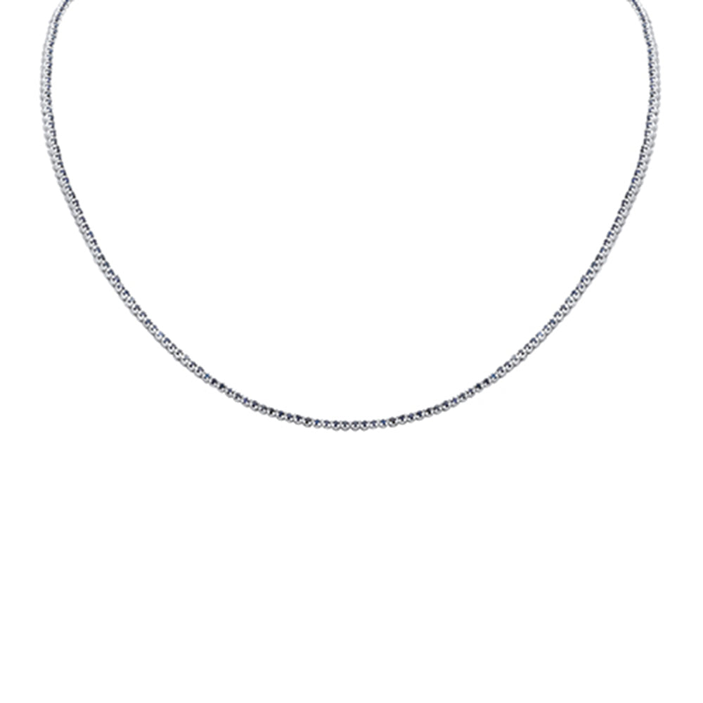 SPECIAL! 2.22ct G SI 14K White Gold Blue Sapphire Tennis Necklace 12+4" Ext