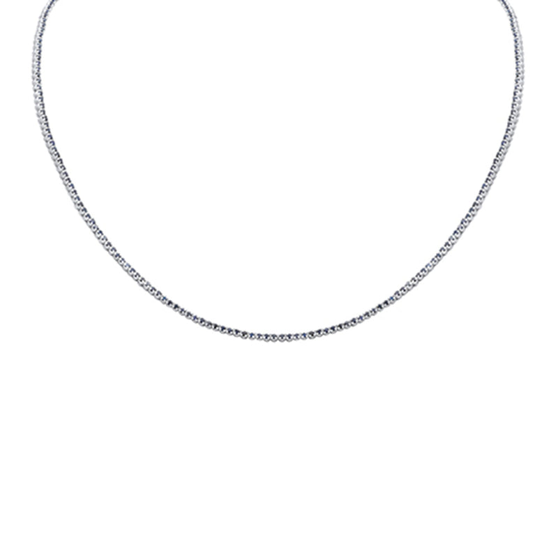 SPECIAL! 2.22ct G SI 14K White Gold Blue Sapphire Tennis Necklace 12+4" Ext