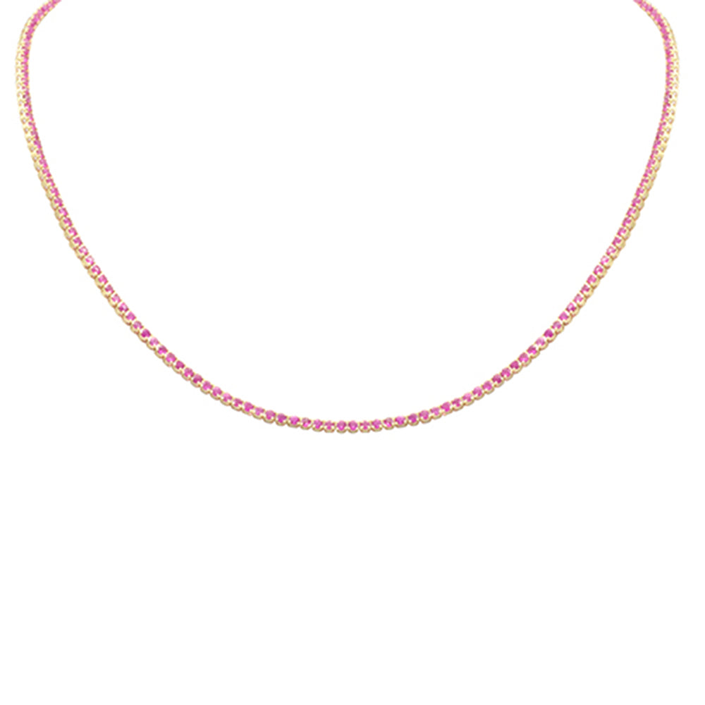 SPECIAL! 5.01ct G SI 14K Yellow Gold Ruby Tennis Necklace 12+2" Ext