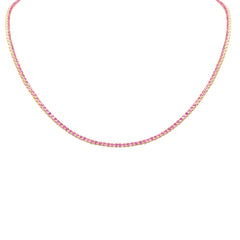 SPECIAL! 5.01ct G SI 14K Yellow Gold Ruby Tennis Necklace 12+2" Ext