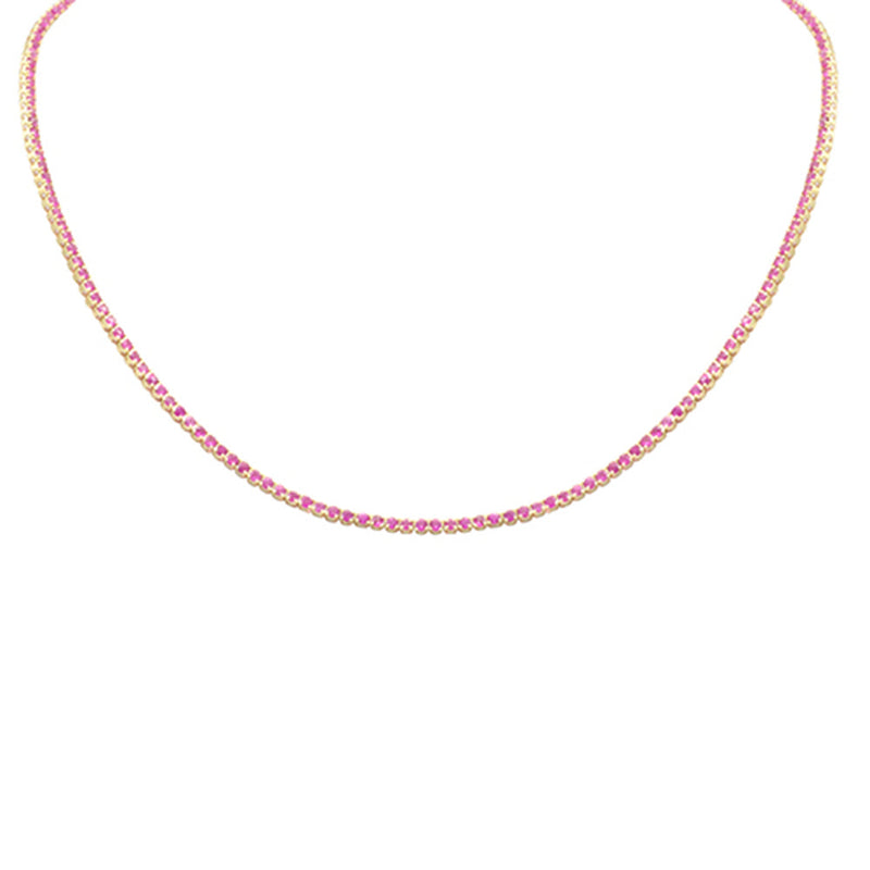 SPECIAL! 5.01ct G SI 14K Yellow Gold Ruby Tennis Necklace 12+2" Ext