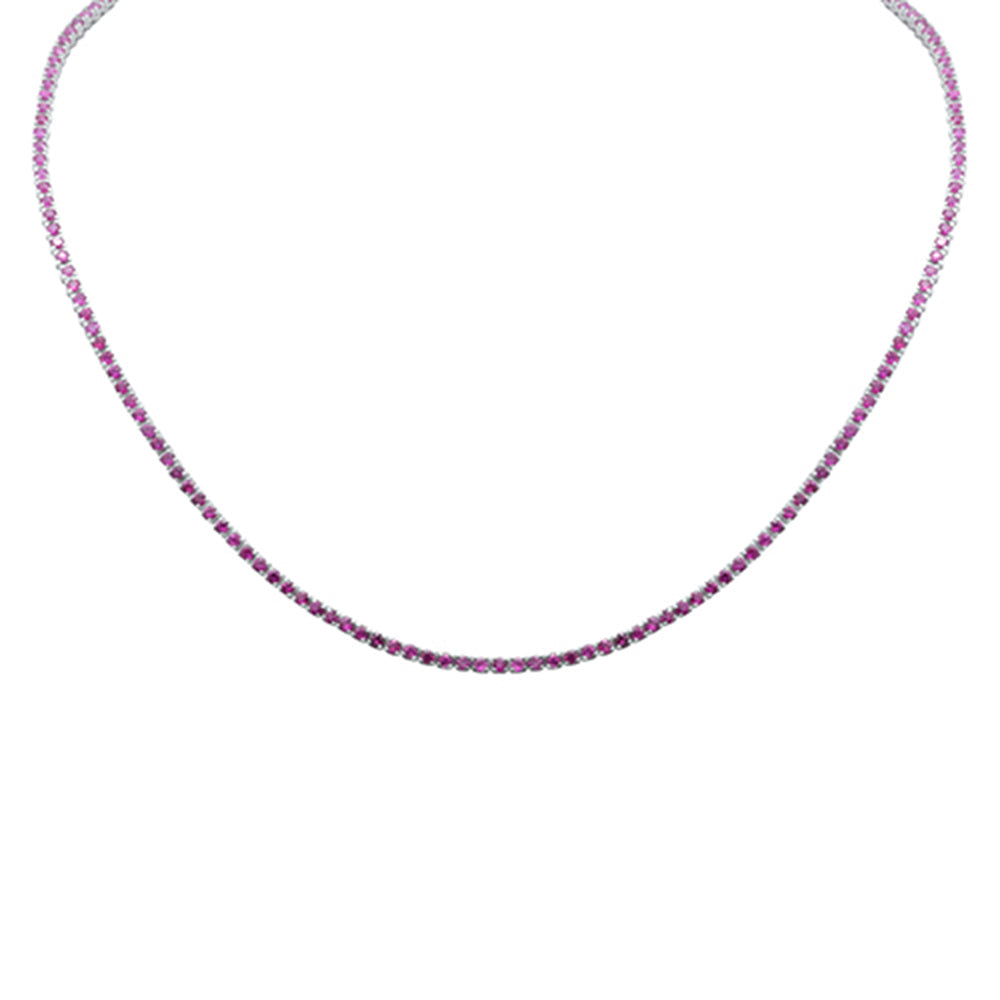 SPECIAL! 4.44ct G SI 14K White Gold Ruby Gemstone Tennis Necklace 12+4" Ext