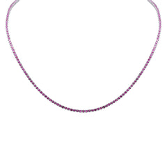 SPECIAL! 4.44ct G SI 14K White Gold Ruby Gemstone Tennis Necklace 12+4" Ext