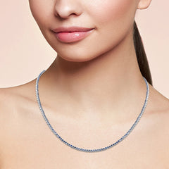 SPECIAL! 3.96ct G SI 14K White Gold Blue Sapphire Tennis Necklace 14+2" Ext