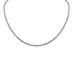 SPECIAL! 3.96ct G SI 14K White Gold Blue Sapphire Tennis Necklace 14+2" Ext