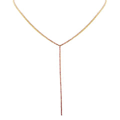 SPECIAL! 3.40ct G SI 14K Yellow Gold Ruby Y Lariat Tennis Necklace 14+4" Ext