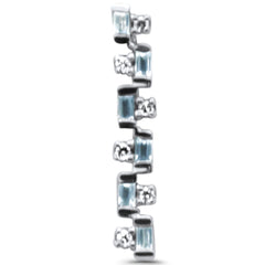 .19ct G SI 14K White Gold Diamond & Aquamarine Pendant Necklace 18" Chain Included
