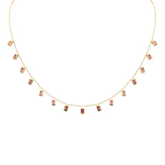 GEMSTONE   CLOSEOUT!   1.79ct G SI 14K Yellow Gold Pink Tourmaline Necklace 16+2" Ext