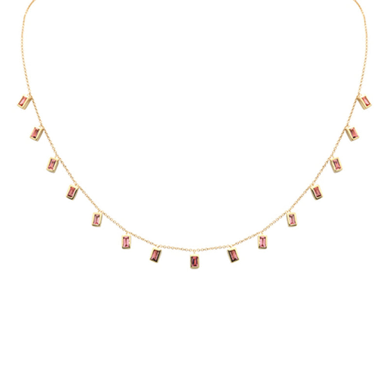 GEMSTONE   CLOSEOUT!   1.79ct G SI 14K Yellow Gold Pink Tourmaline Necklace 16+2" Ext