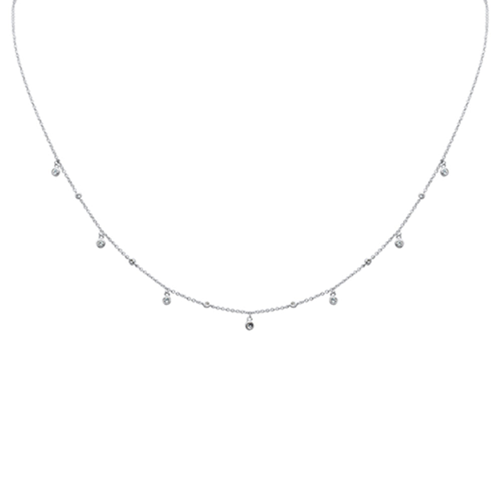 SPECIAL! .16ct G SI 14K White Gold Aquamarine Gemstone Necklace 16+2" Ext