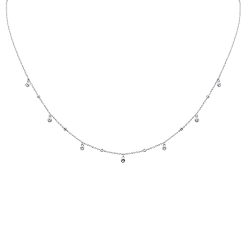 SPECIAL! .16ct G SI 14K White Gold Aquamarine Gemstone Necklace 16+2" Ext