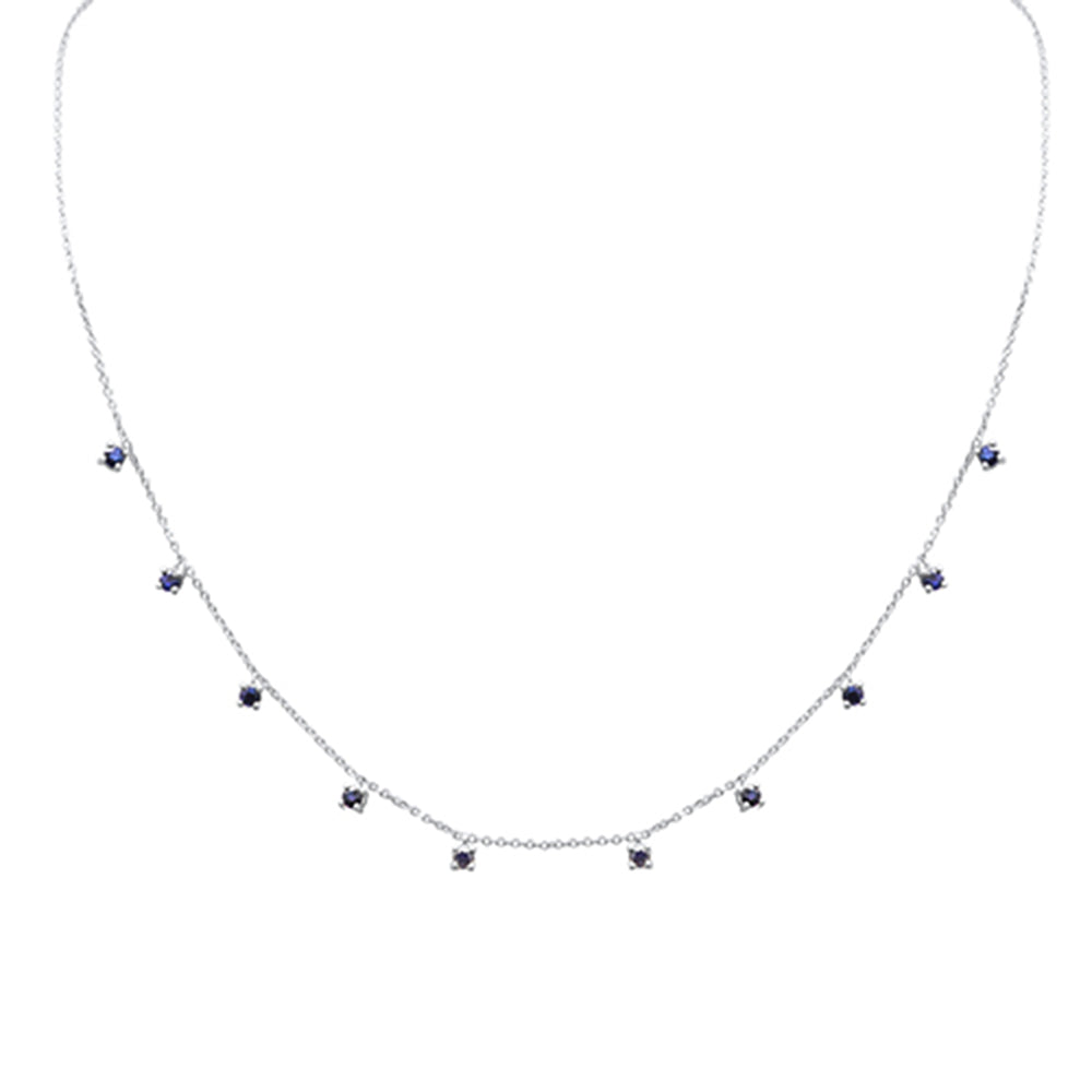 SPECIAL! .93ct G SI 14K White Gold Blue Sapphire Necklace 16+2" Ext