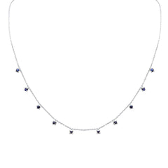 SPECIAL! .93ct G SI 14K White Gold Blue Sapphire Necklace 16+2" Ext