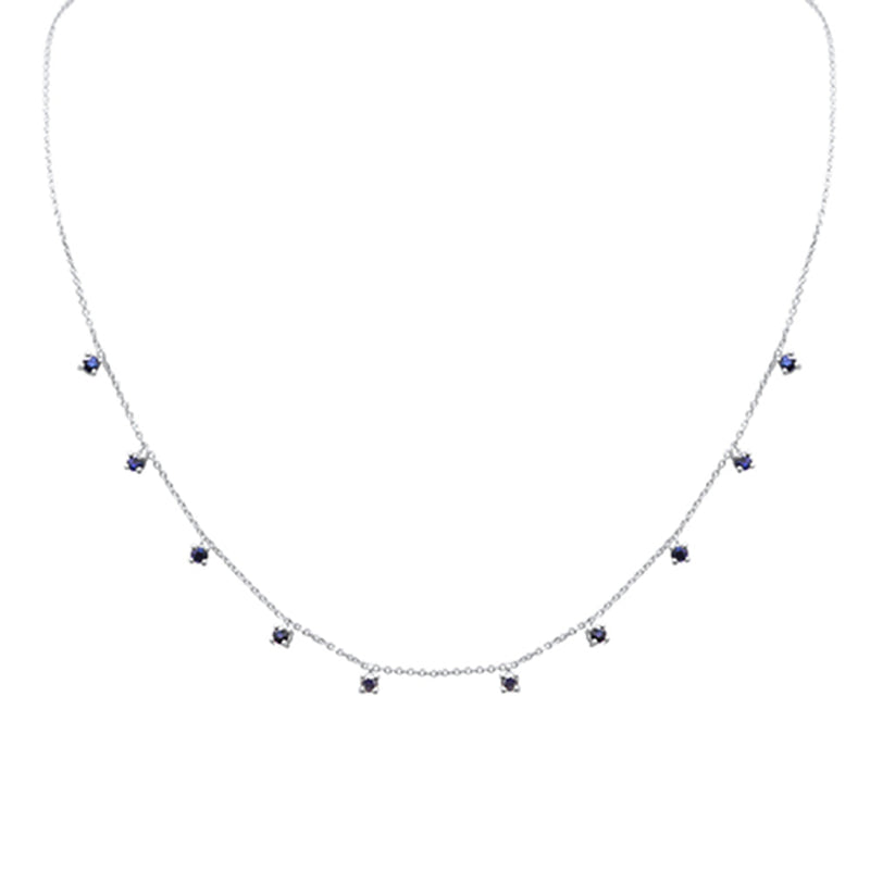 SPECIAL! .93ct G SI 14K White Gold Blue Sapphire Necklace 16+2" Ext