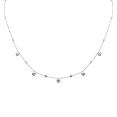 SPECIAL! .60ct G SI 14K White Gold Diamond & Aquamarine Heart Necklace 16+2" Ext