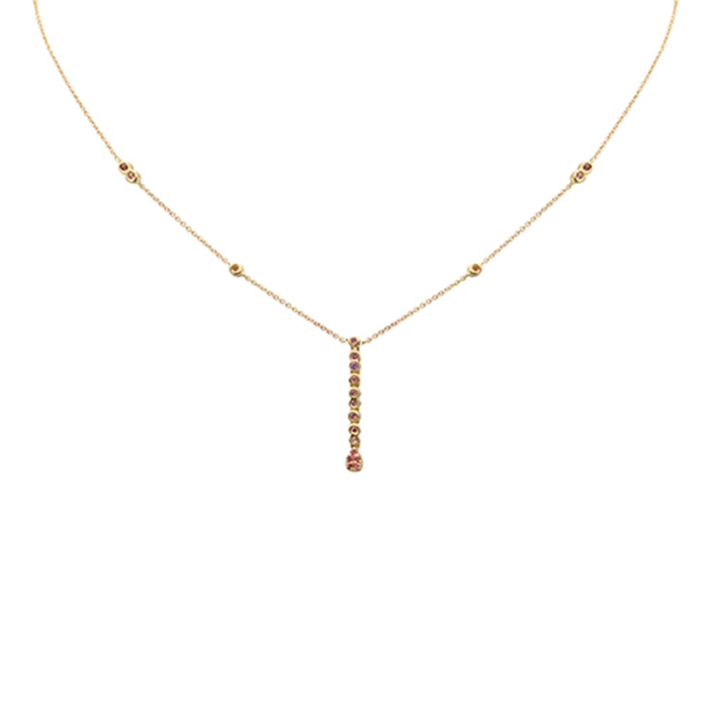 SPECIAL!.20ct G SI 14K Yellow Gold Pink Sapphire Drop Necklace 16+2" Ext