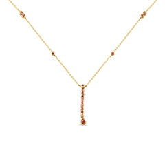 SPECIAL!.20ct G SI 14K Yellow Gold Pink Sapphire Drop Necklace 16+2" Ext