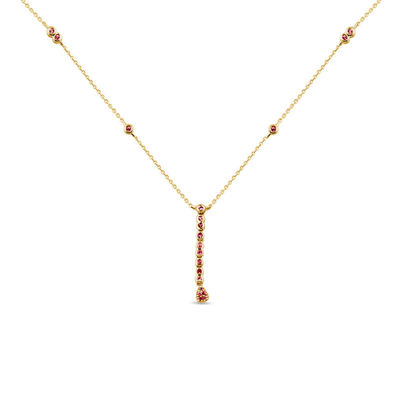 SPECIAL!.20ct G SI 14K Yellow Gold Pink Sapphire Drop Necklace 16+2" Ext