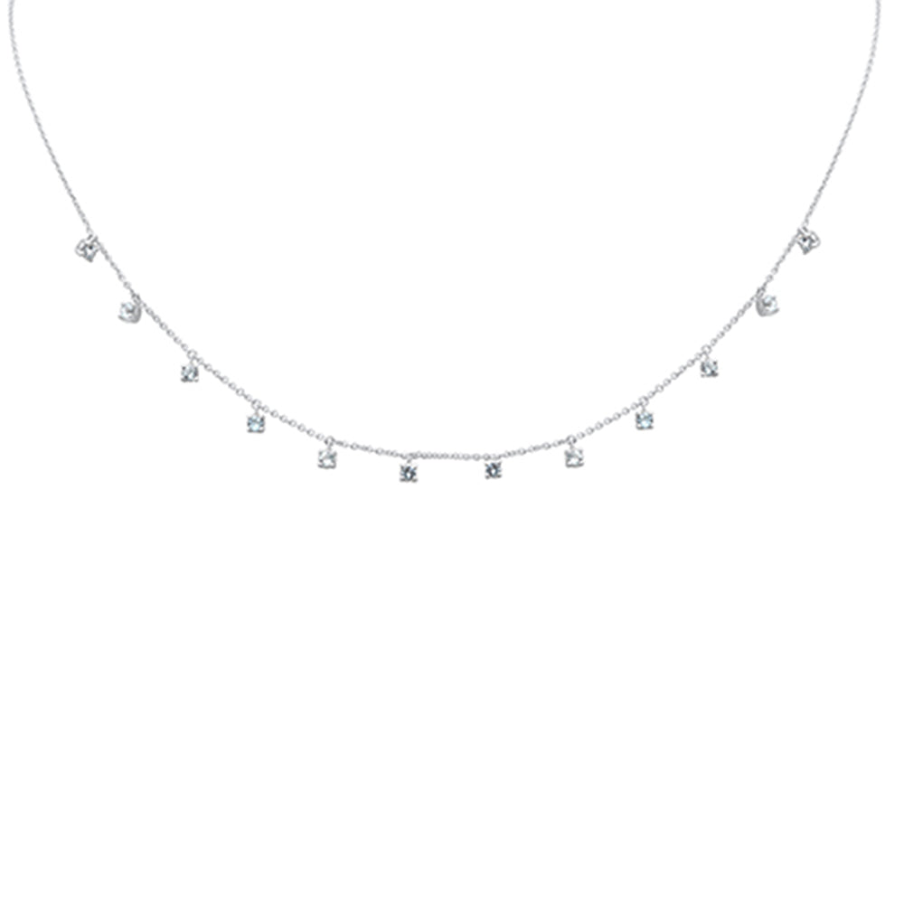 SPECIAL! .66ct G SI 14K White Gold Aquamarine Gemstone Necklace 16+2" Ext
