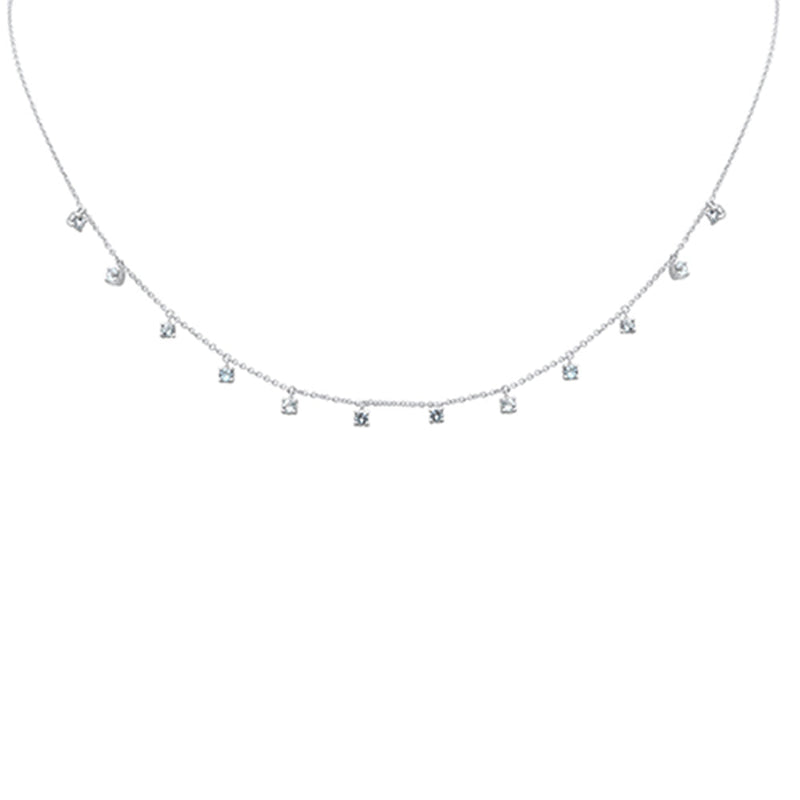 SPECIAL! .66ct G SI 14K White Gold Aquamarine Gemstone Necklace 16+2" Ext