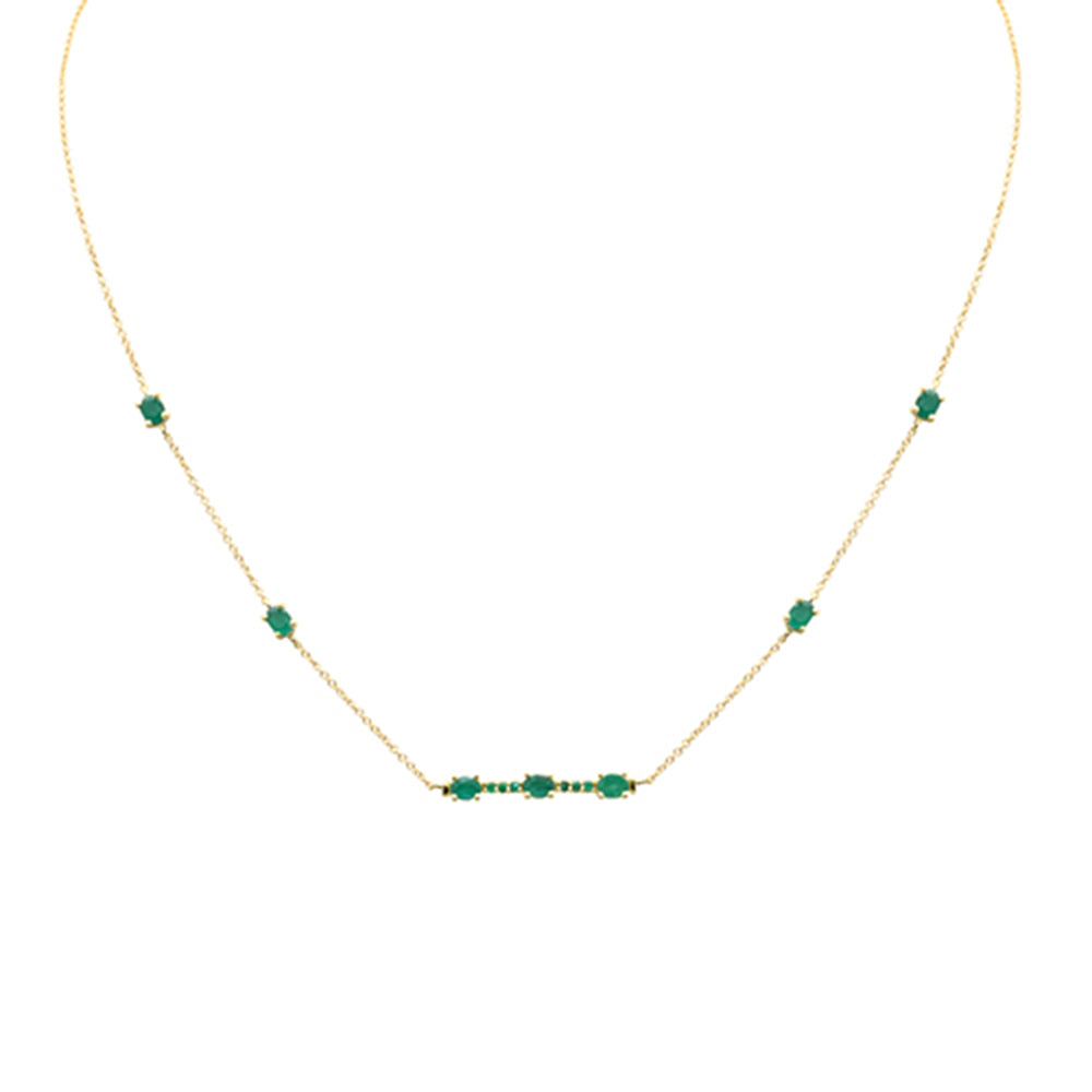 SPECIAL! 1.02ct G SI 14K Yellow Gold Emerald Bar Pendant Necklace 16+2" Ext