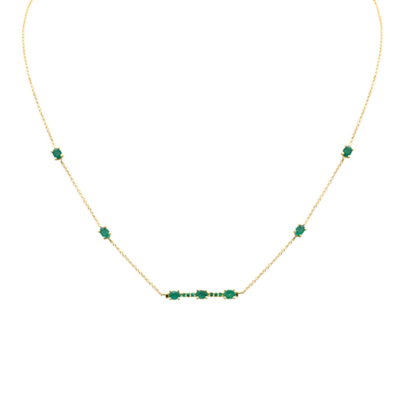 SPECIAL! 1.02ct G SI 14K Yellow Gold Emerald Bar Pendant Necklace 16+2" Ext